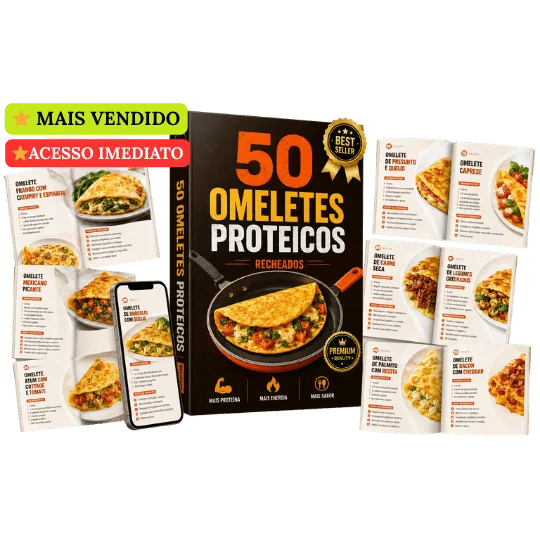 Mockup principal do produto 50 Omeletes Proteicos Recheados